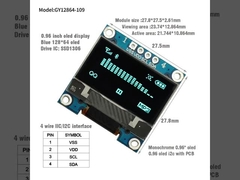 0.96'' I2C OLED Display Module 128x64 Resolution SSD1306 Interface